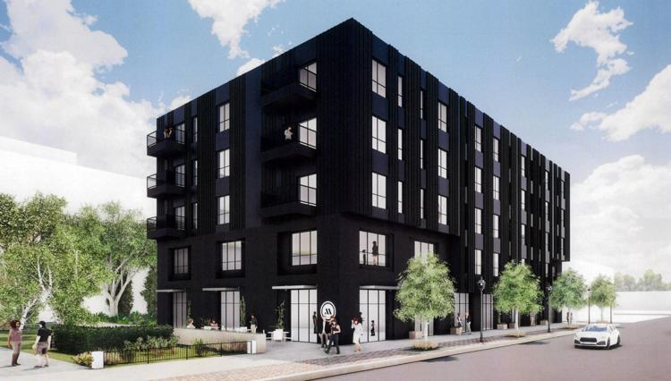 Conceptual building design created by Slingshot Architecture and Merge Urban Development submitted to the city of Davenport